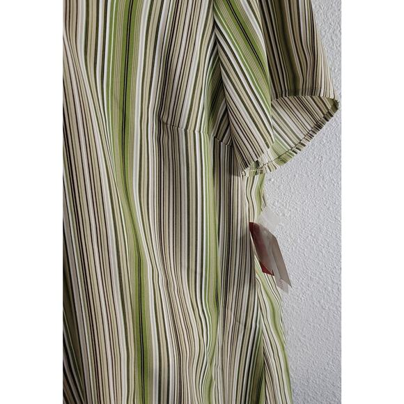 Croft & Barrow Green Tan Striped Button Up Top 1X Plus New With Tags Collard - Picture 2 of 5